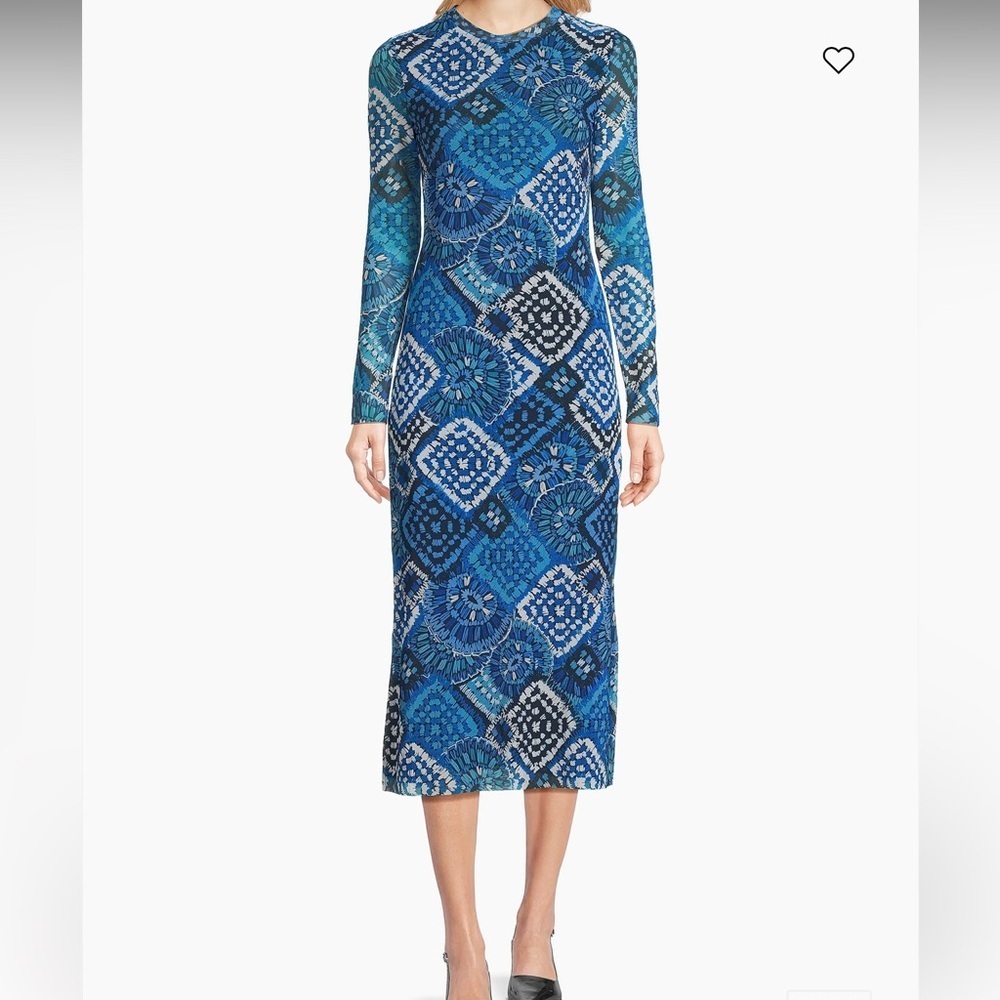 NWT Johnny Was Jade Loila Midi Dress Blue Mosaic Patterned Mesh Dress Size Small